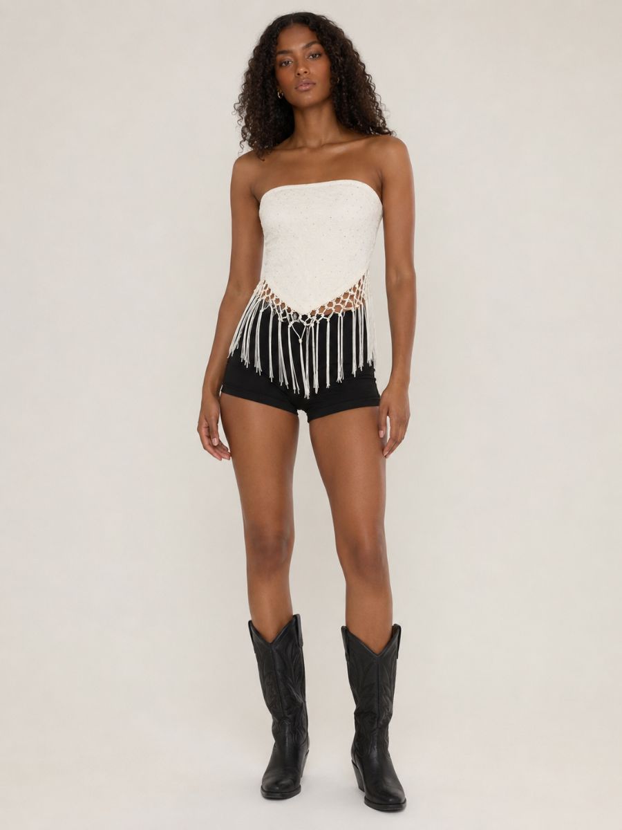 Tiff Lace & Glitter Bandana Top