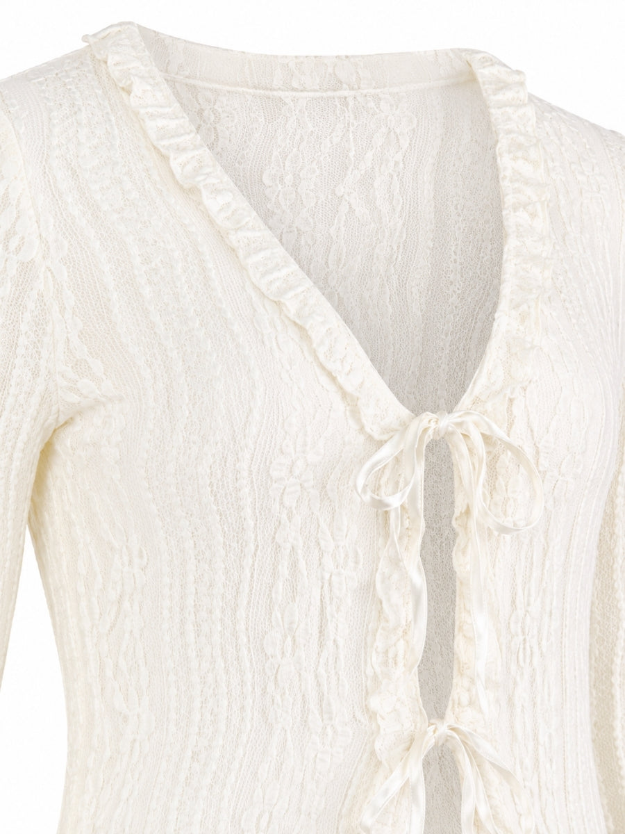 Wildera Lace Long Sleeve Duster Top