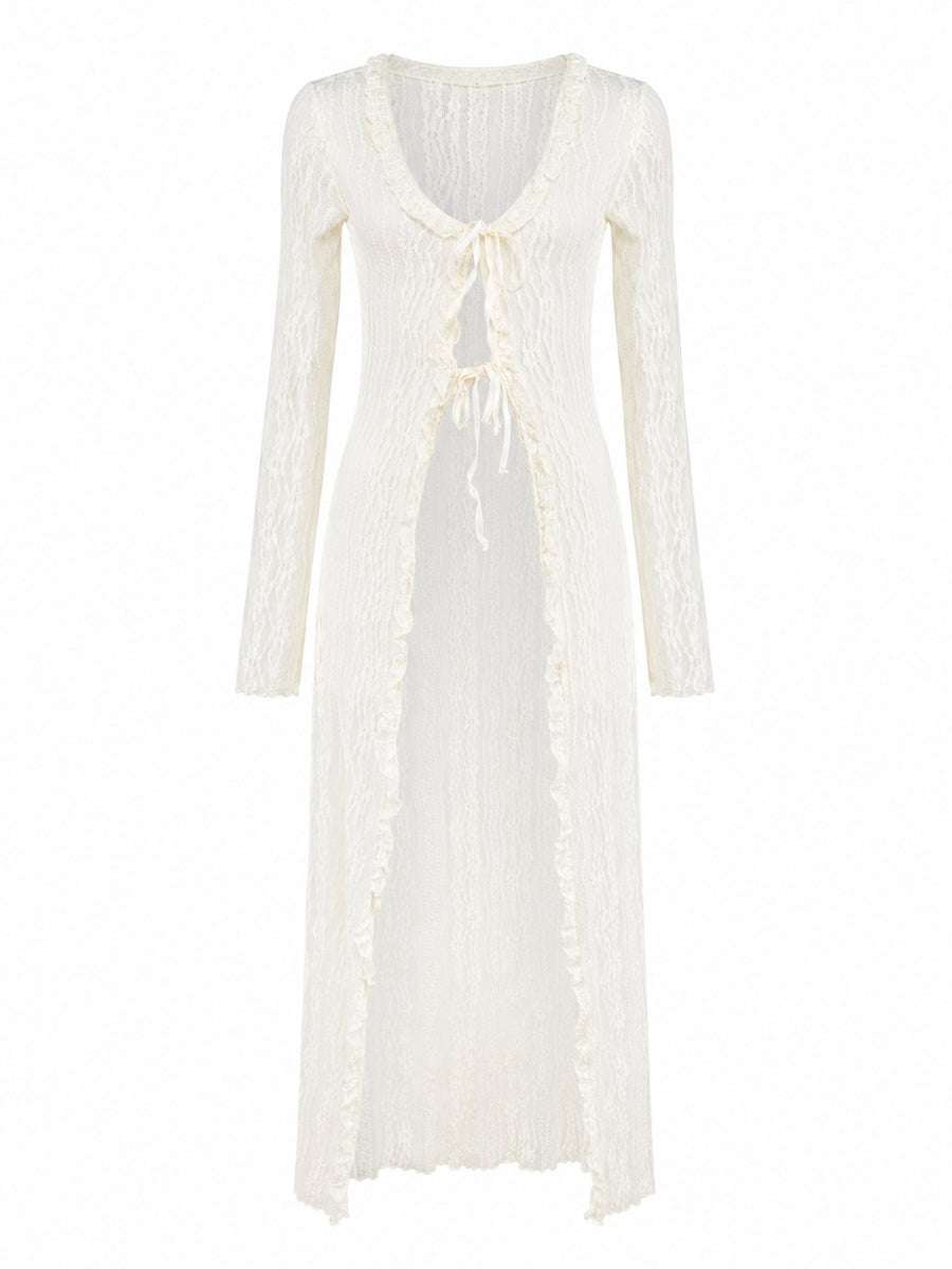 Wildera Lace Long Sleeve Duster Top