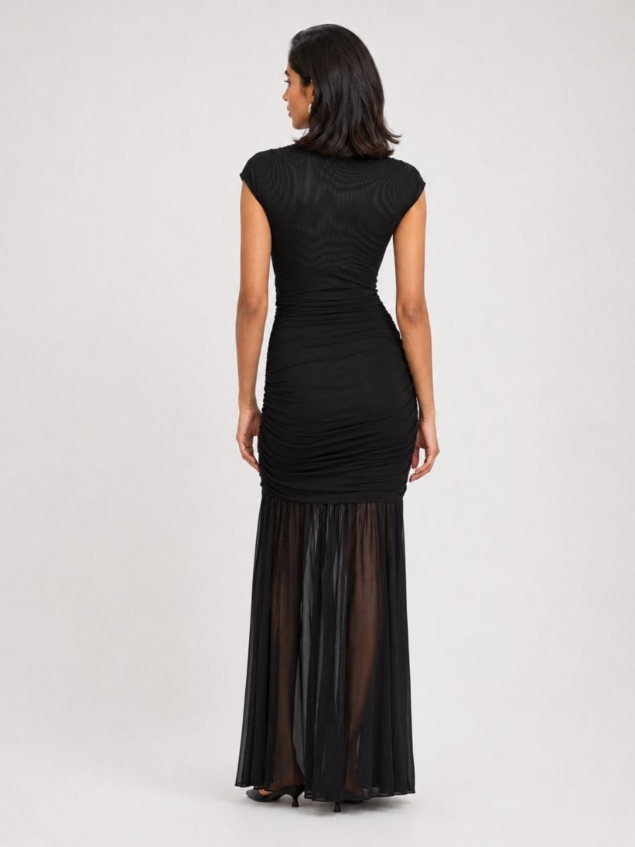 Haven Mock Neck Mesh Dress
