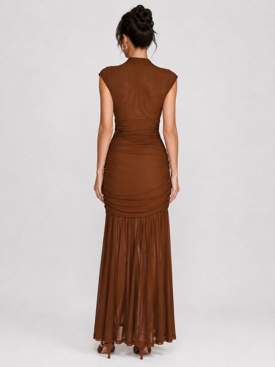 Haven Mock Neck Mesh Dress