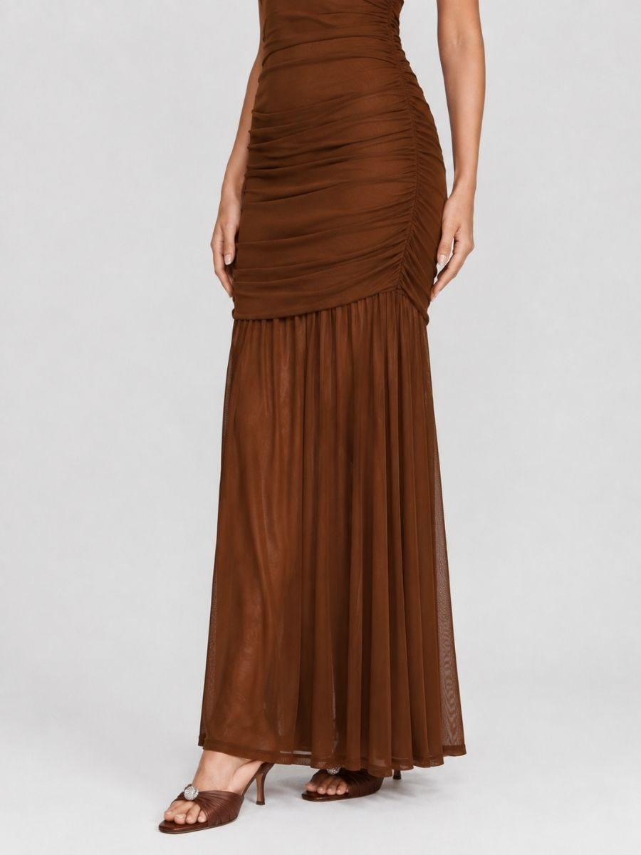 Haven Mock Neck Mesh Dress