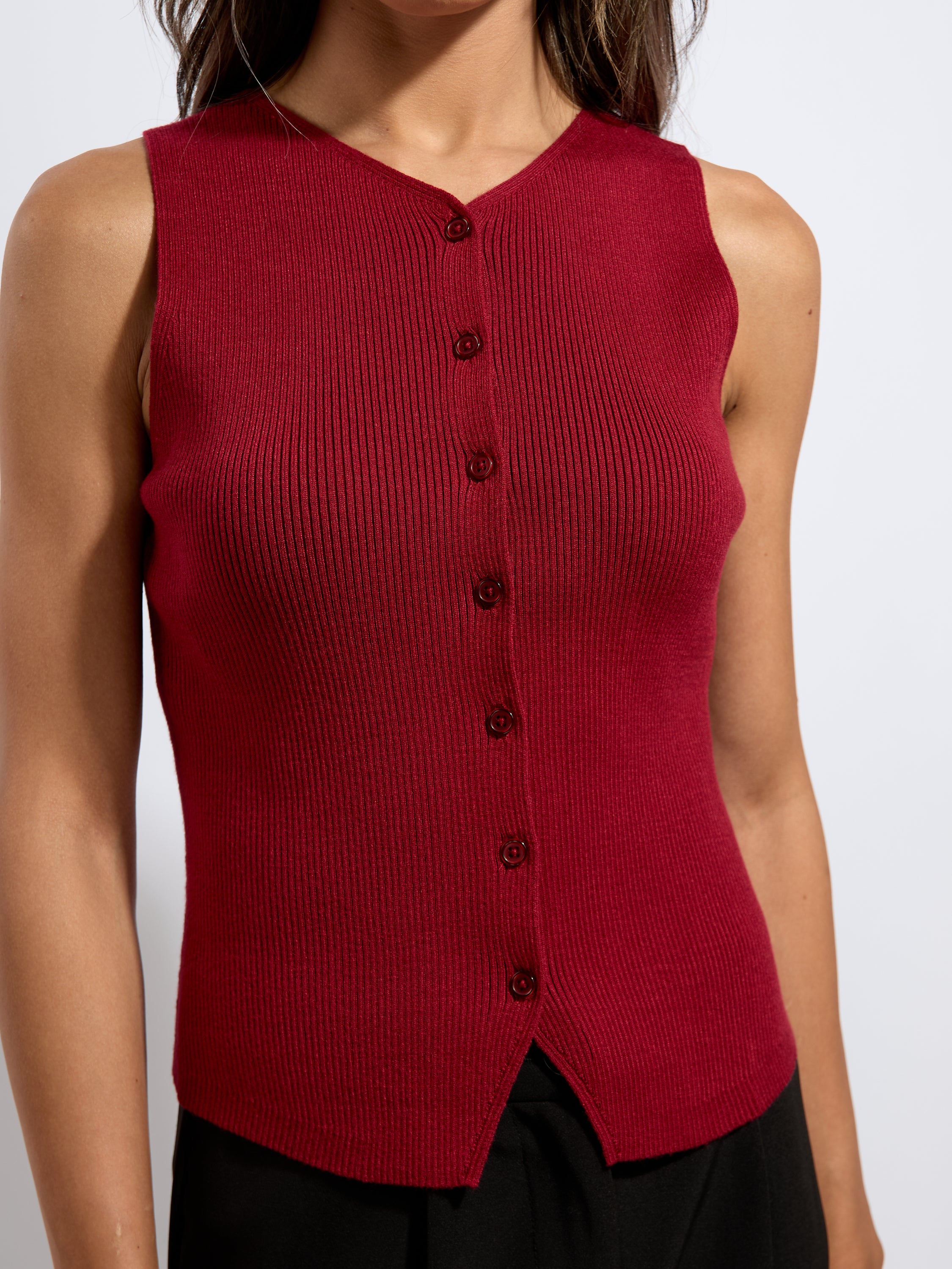 Billie Sleeveless Button Knit Top