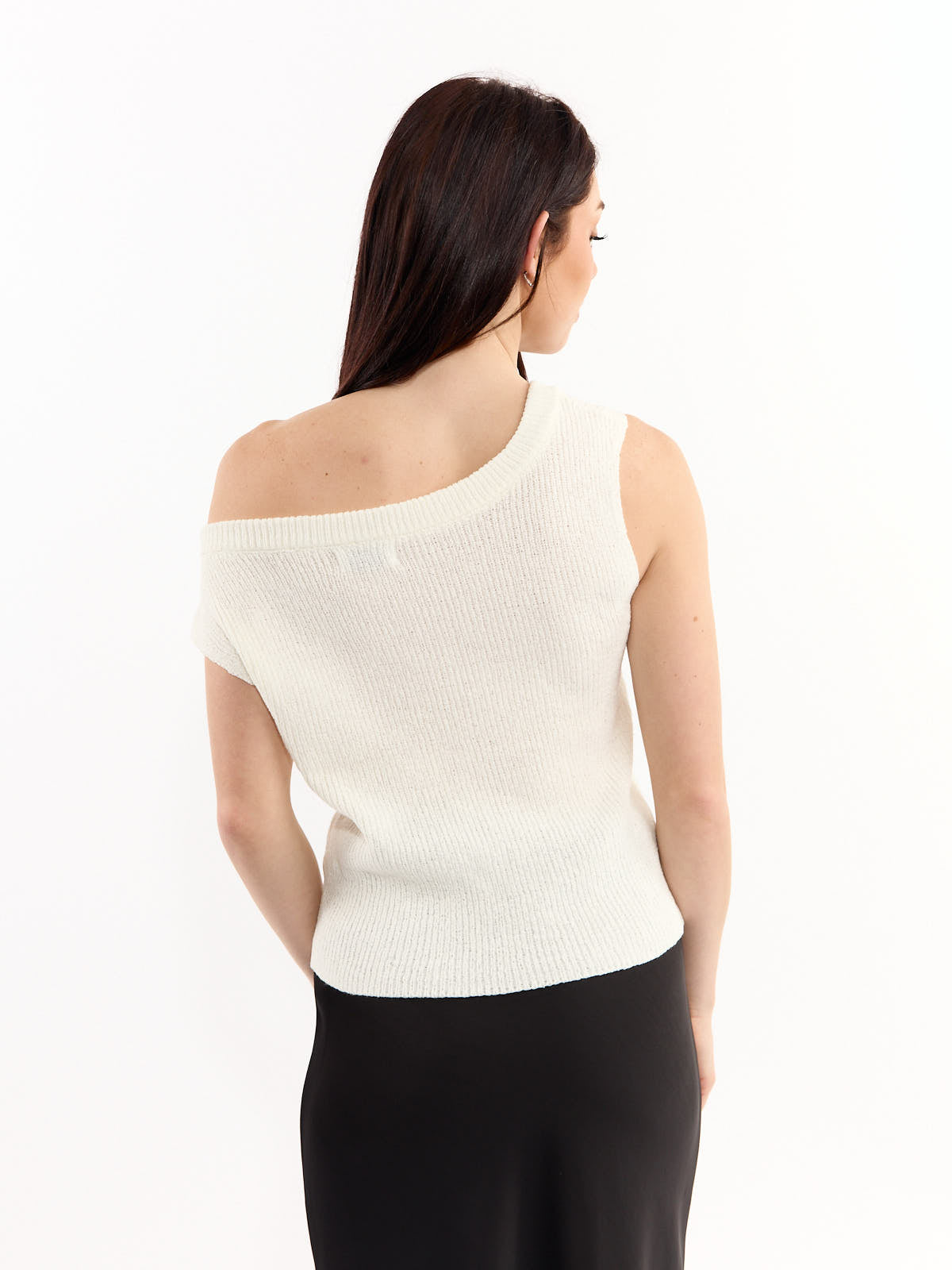 Madeira Sleeveless Off-the-Shoulder Boxy Knit Top