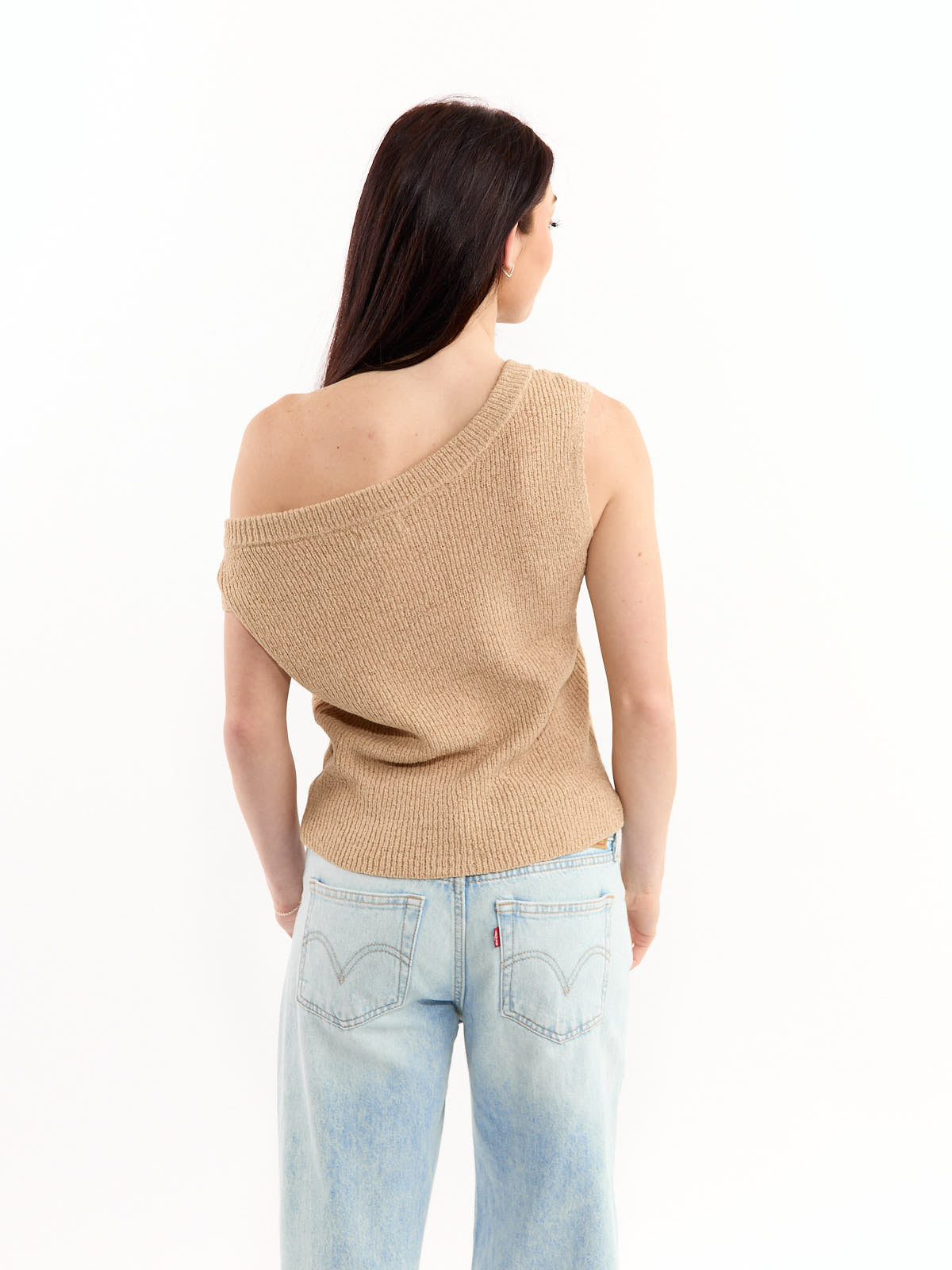 Madeira Sleeveless Off-the-Shoulder Boxy Knit Top