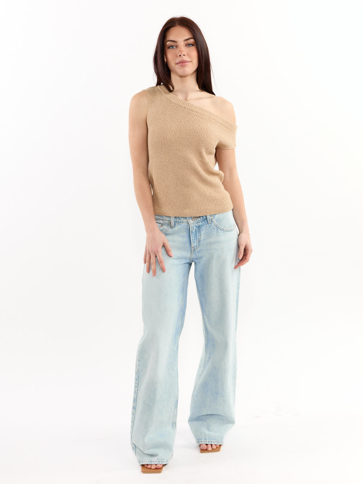 Madeira Sleeveless Off-the-Shoulder Boxy Knit Top