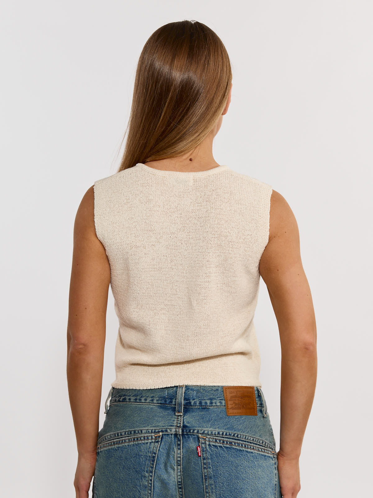 Catie Sleeveless Bow Tie Knit Top