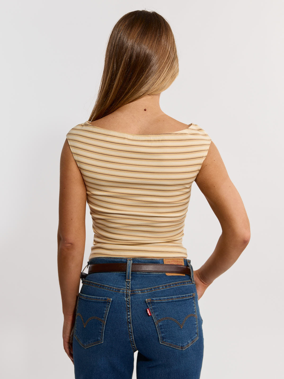 Capri Striped Sleeveless Knit Top