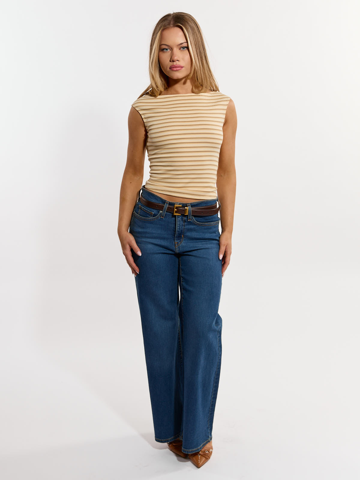 Capri Striped Sleeveless Knit Top