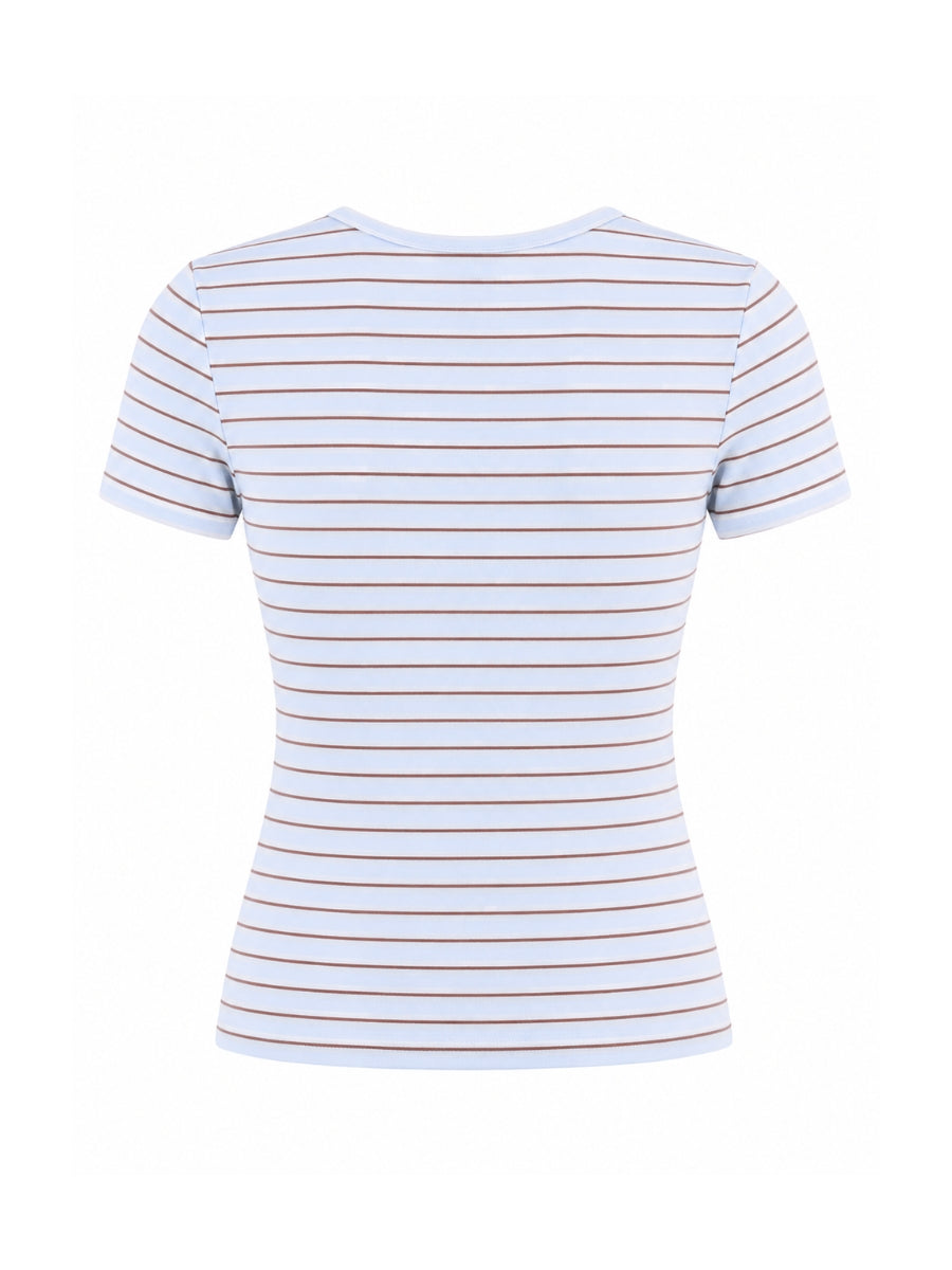 Summer Stripe Short Sleeve Button Down Top