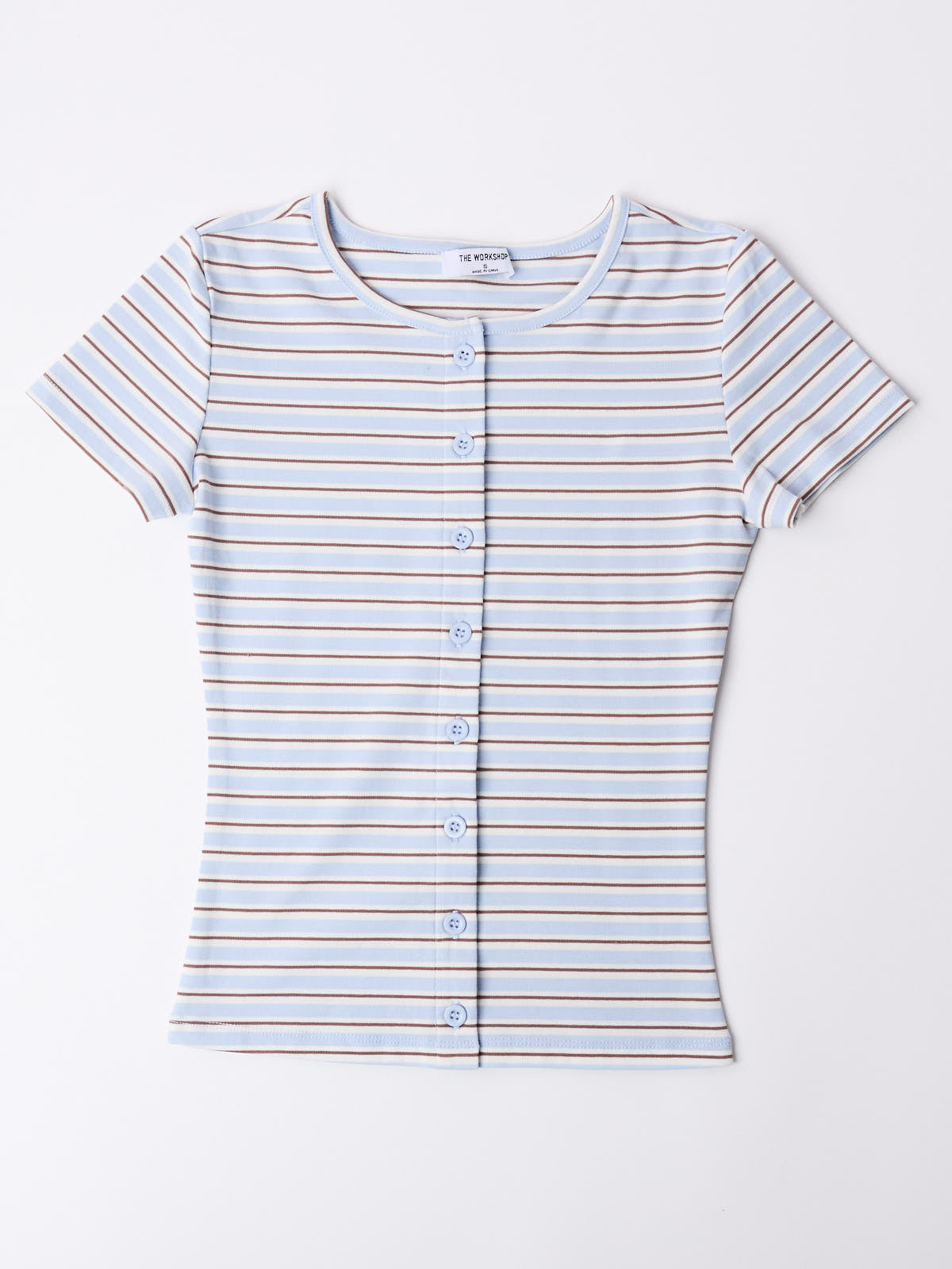 Summer Stripe Short Sleeve Button Down Top