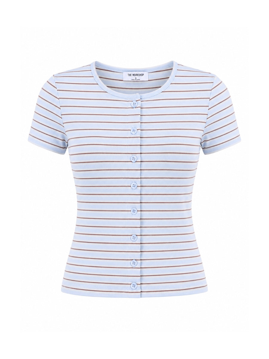 Summer Stripe Short Sleeve Button Down Top