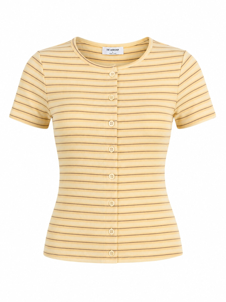 Summer Stripe Short Sleeve Button Down Top