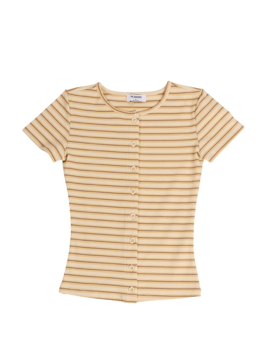 Summer Stripe Short Sleeve Button Down Top