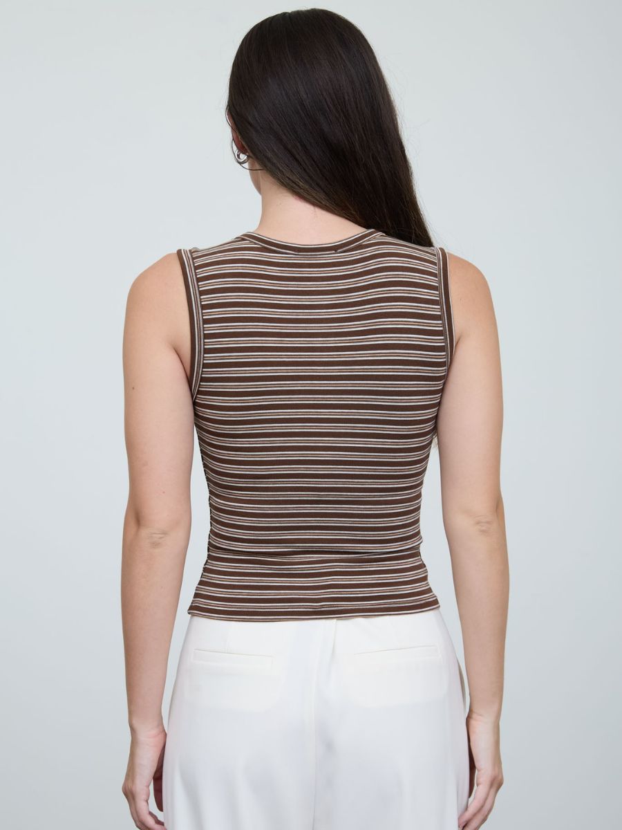 Vie Stripped Sleeveless Knit Top