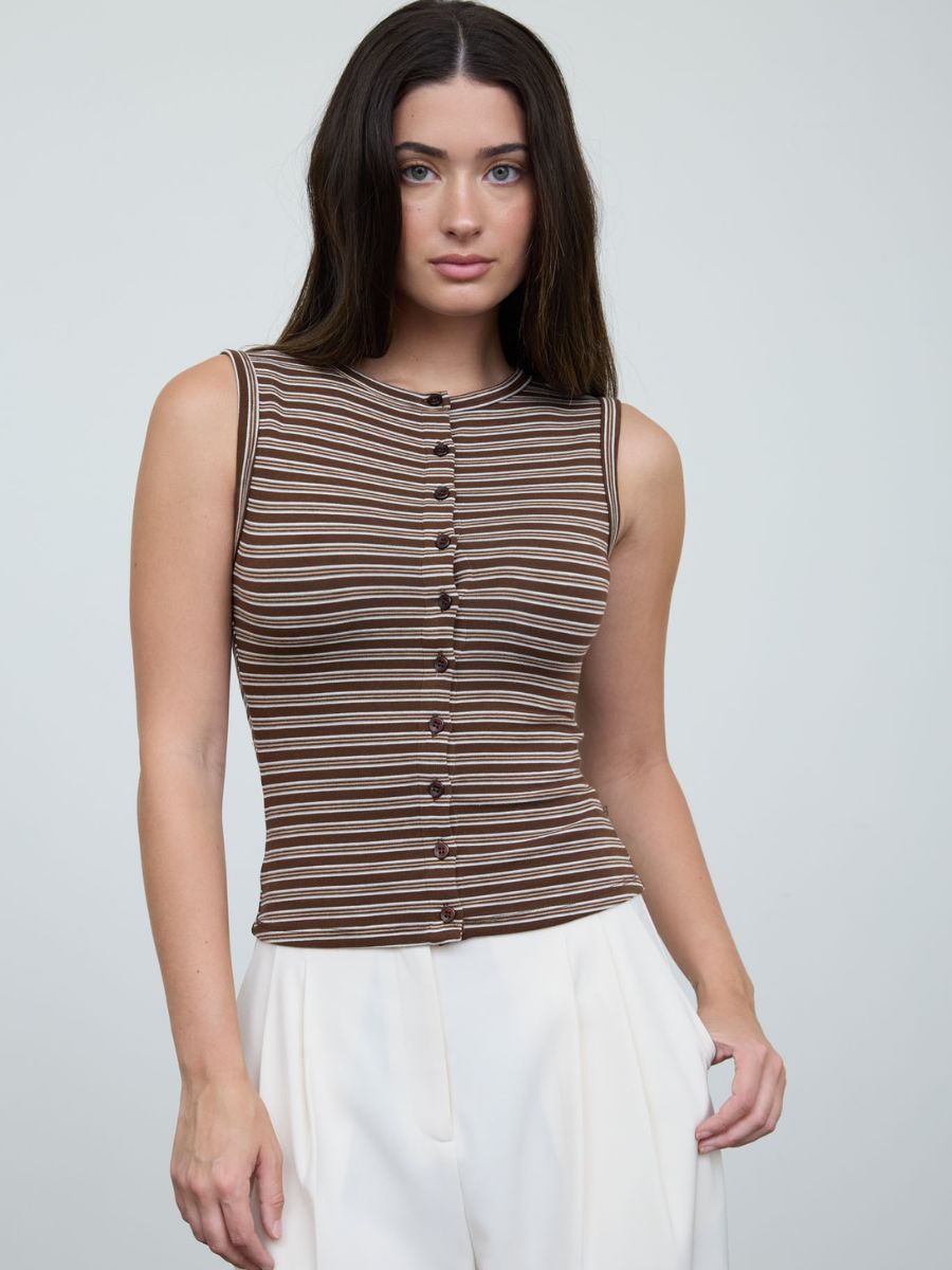 Vie Stripped Sleeveless Knit Top