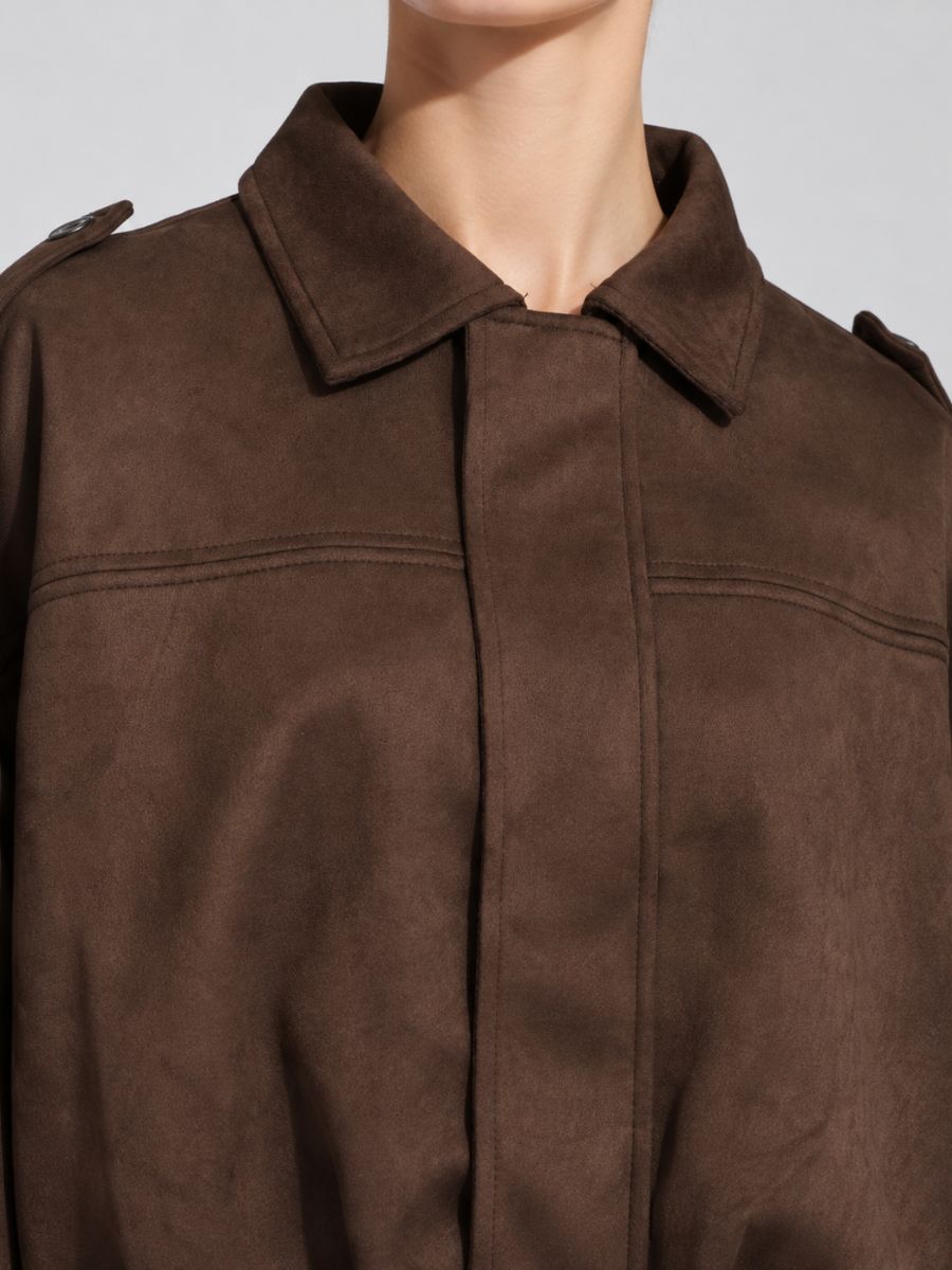 Suede Collar Zip-Up Jacket