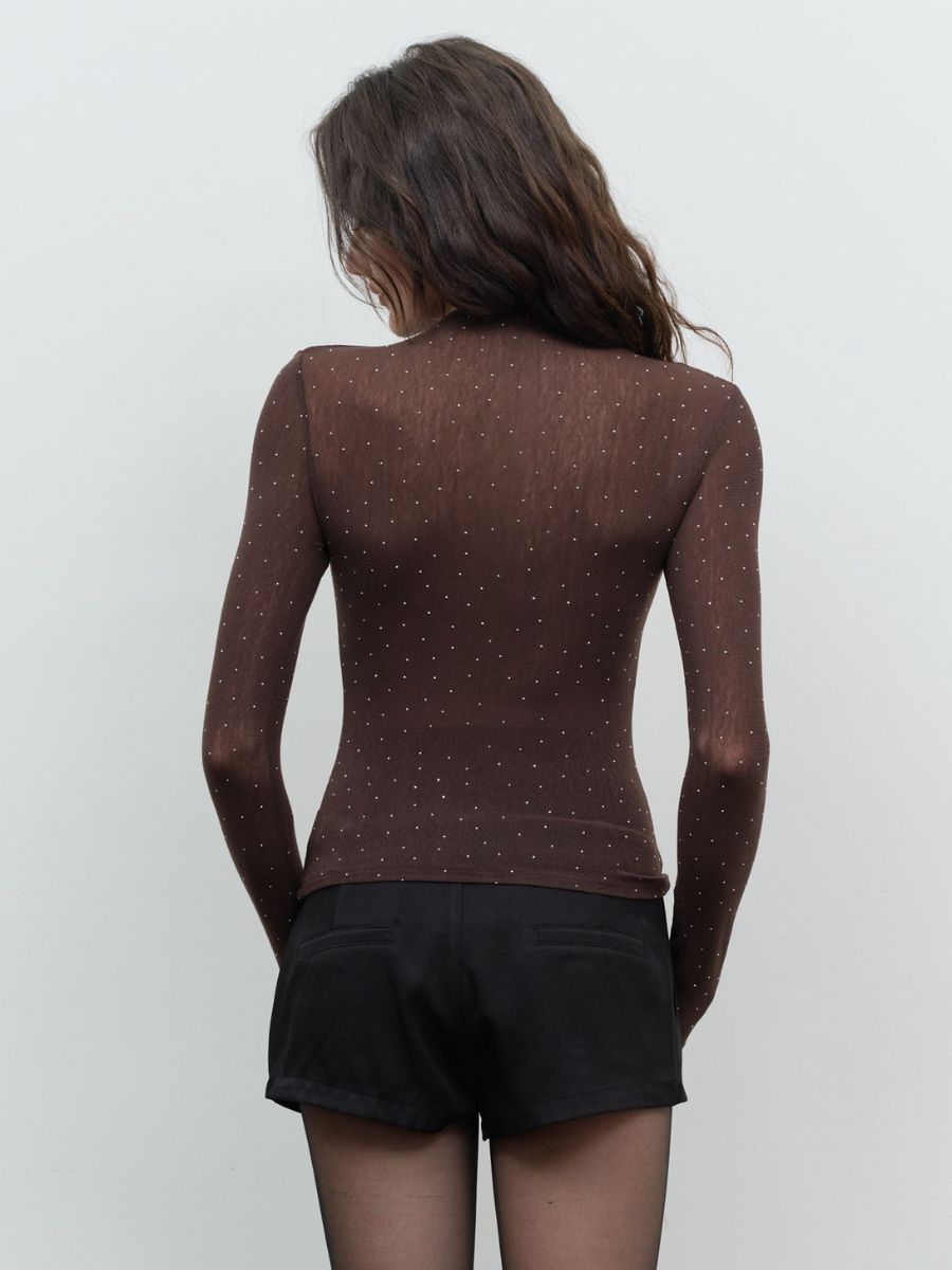 Glimmer Mock Neck Sheer Top