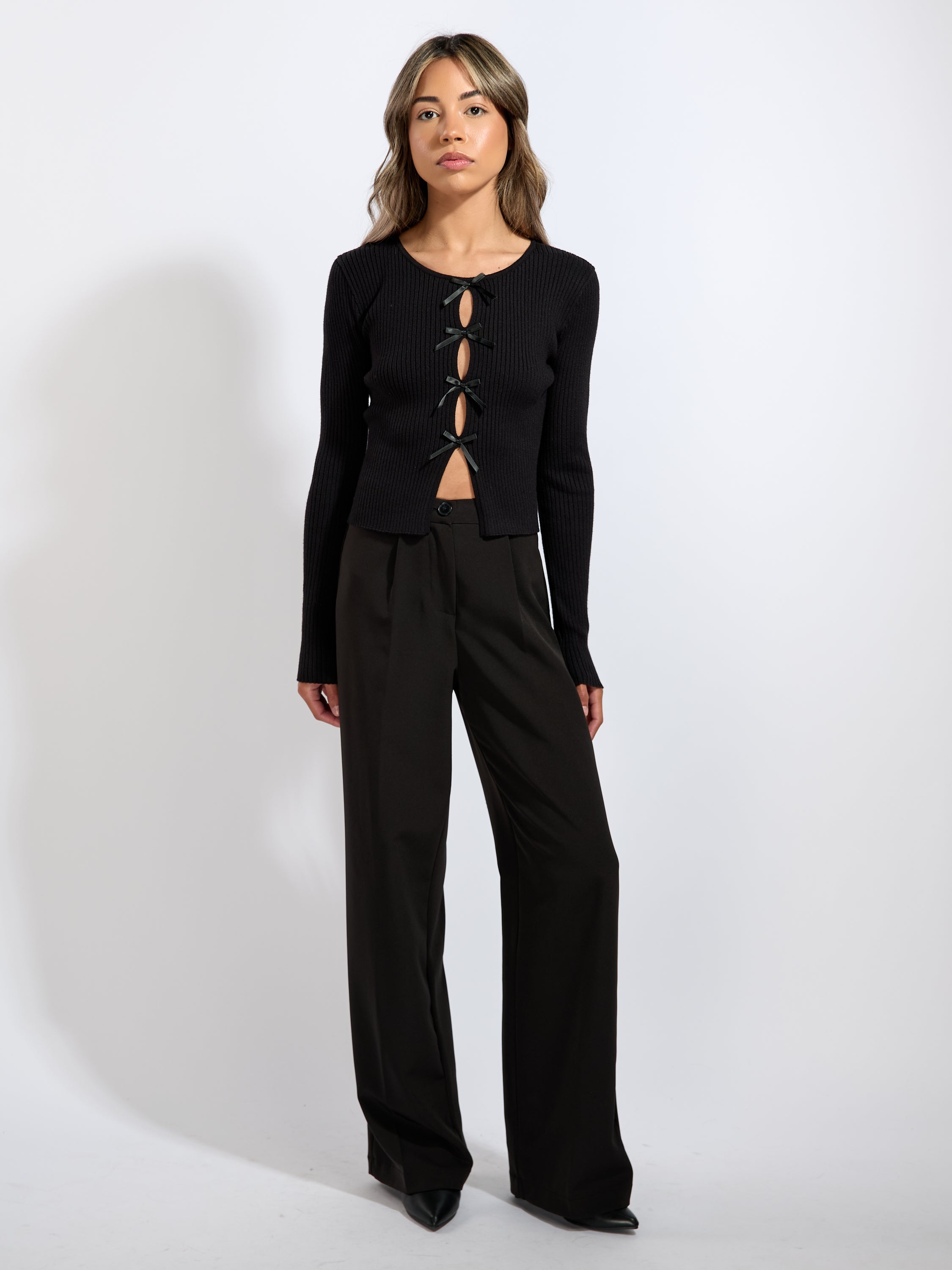 Ashley Long Sleeve Open Bow Knit Top