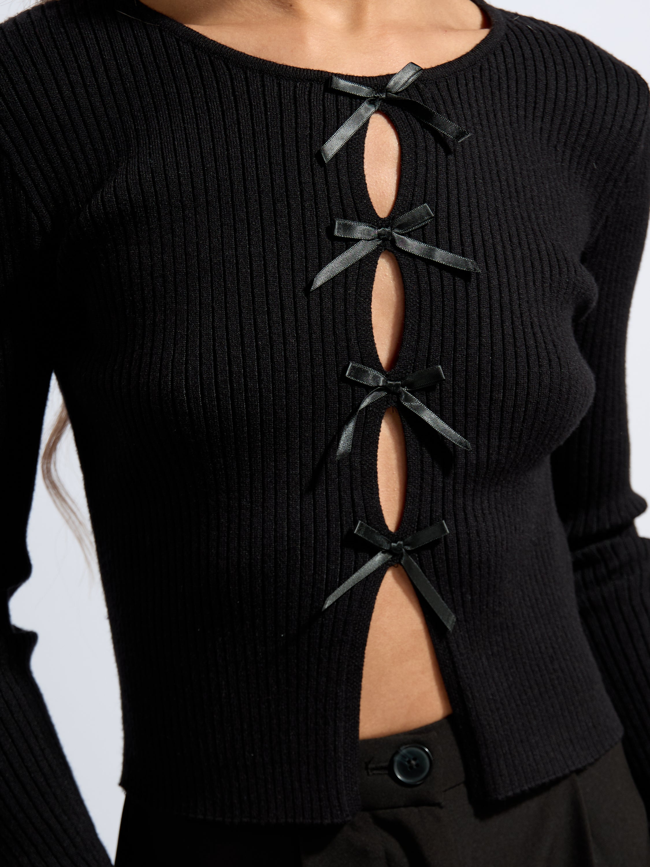 Ashley Long Sleeve Open Bow Knit Top