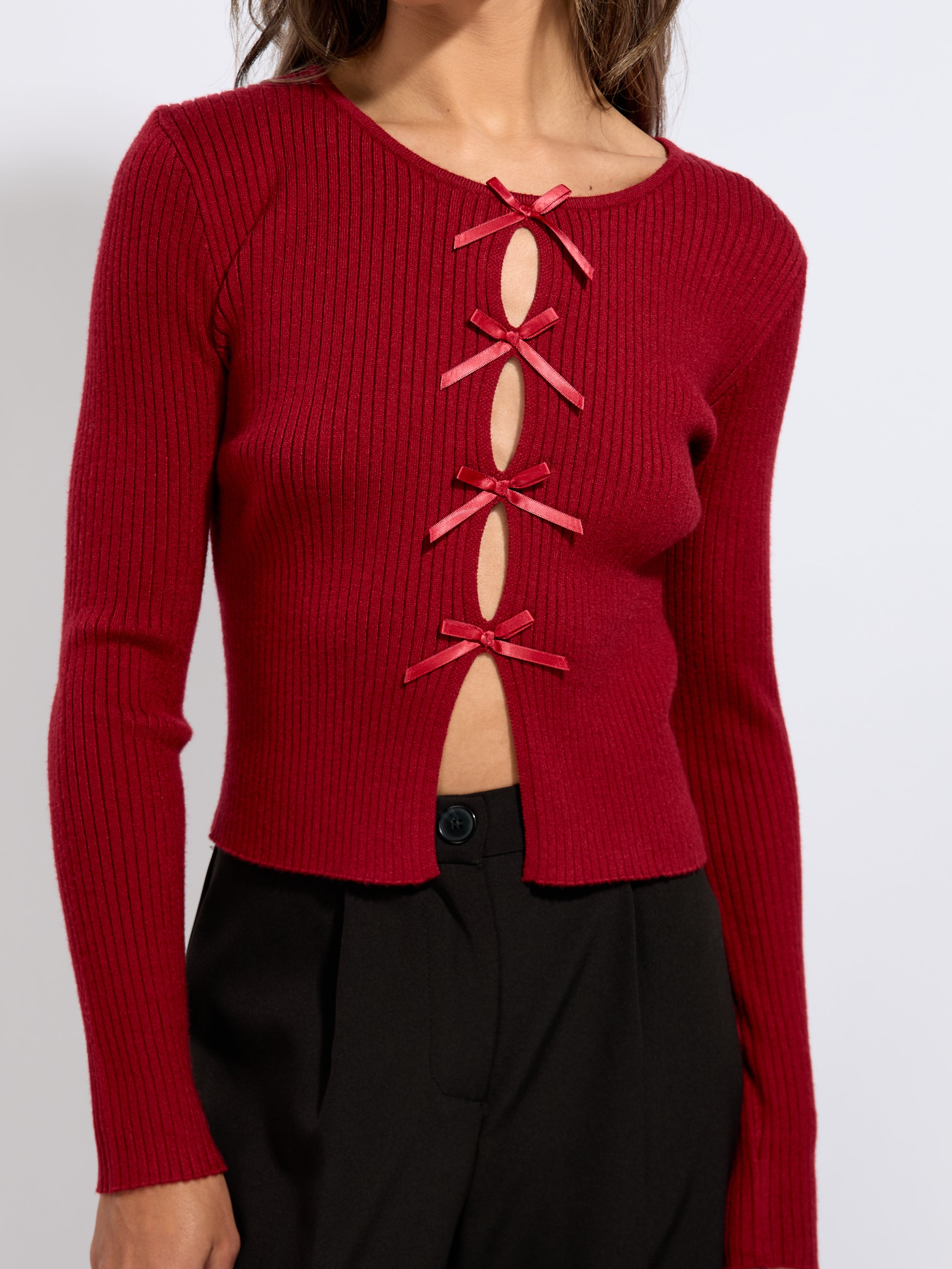 Ashley Long Sleeve Open Bow Knit Top