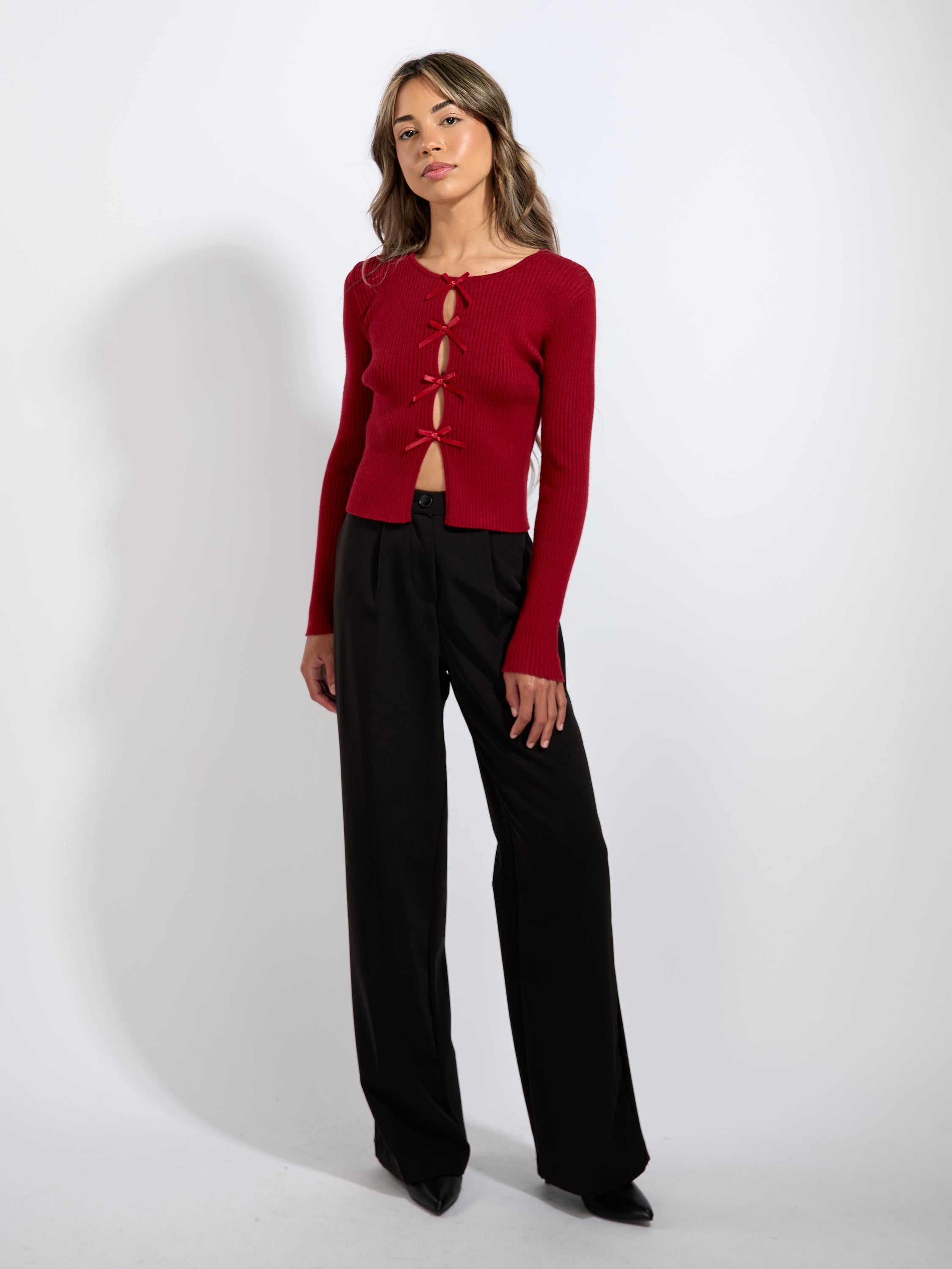 Ashley Long Sleeve Open Bow Knit Top