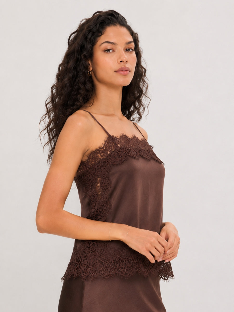 Emma Satin Lace Cami Top