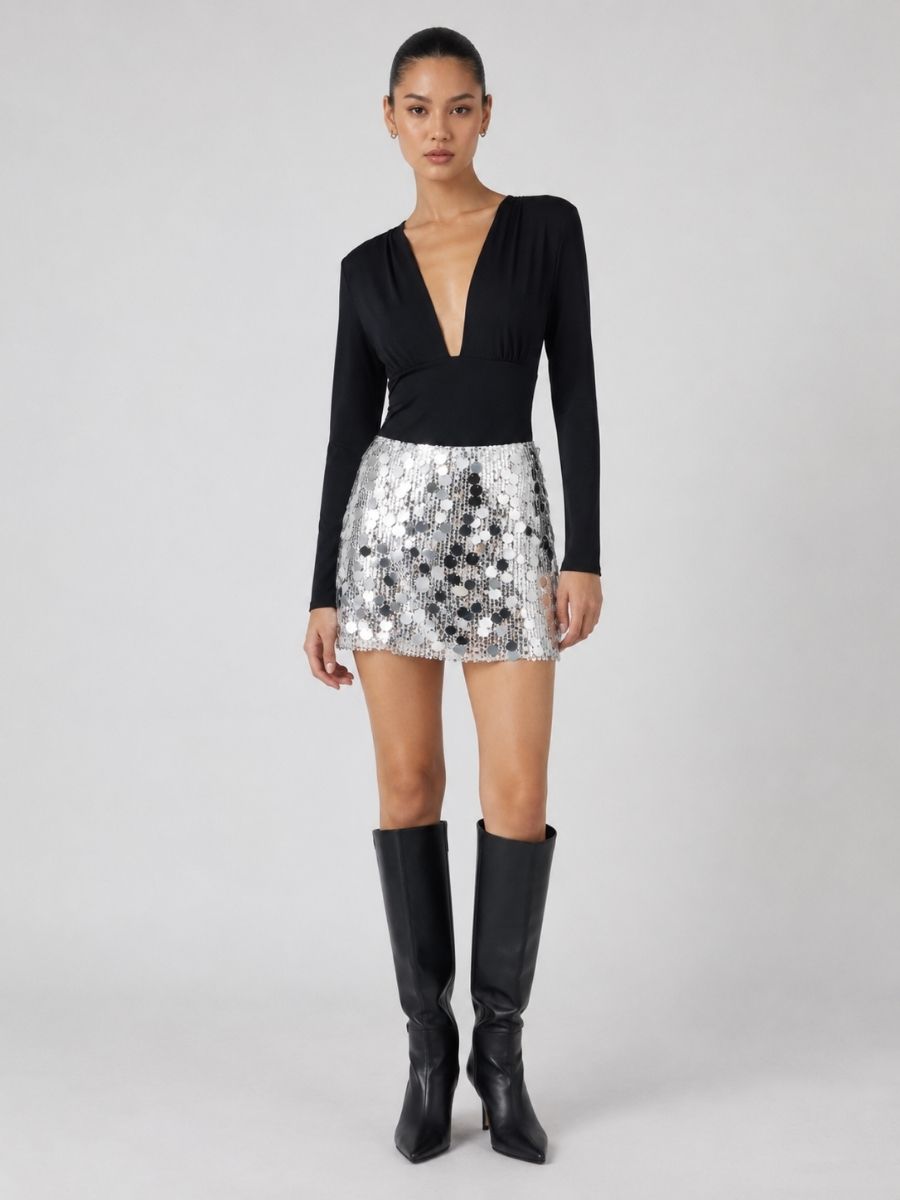 Bells Sequin Dot Mini Skirt